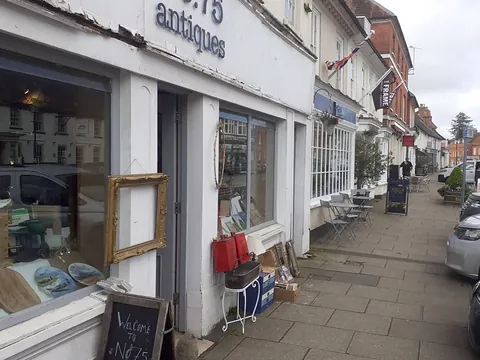 No 75 Antiques on Odiham High Street, looking along the street