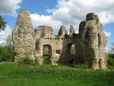 The flint ruins of Odiham Castle's keep